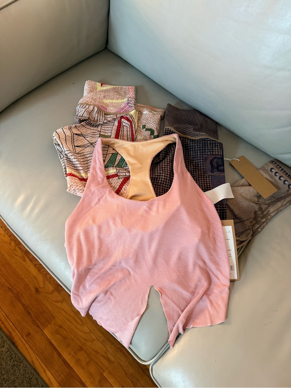 Niyama Sol Pink Ribbed Crop Tank with Two Pais of Capri Leggings